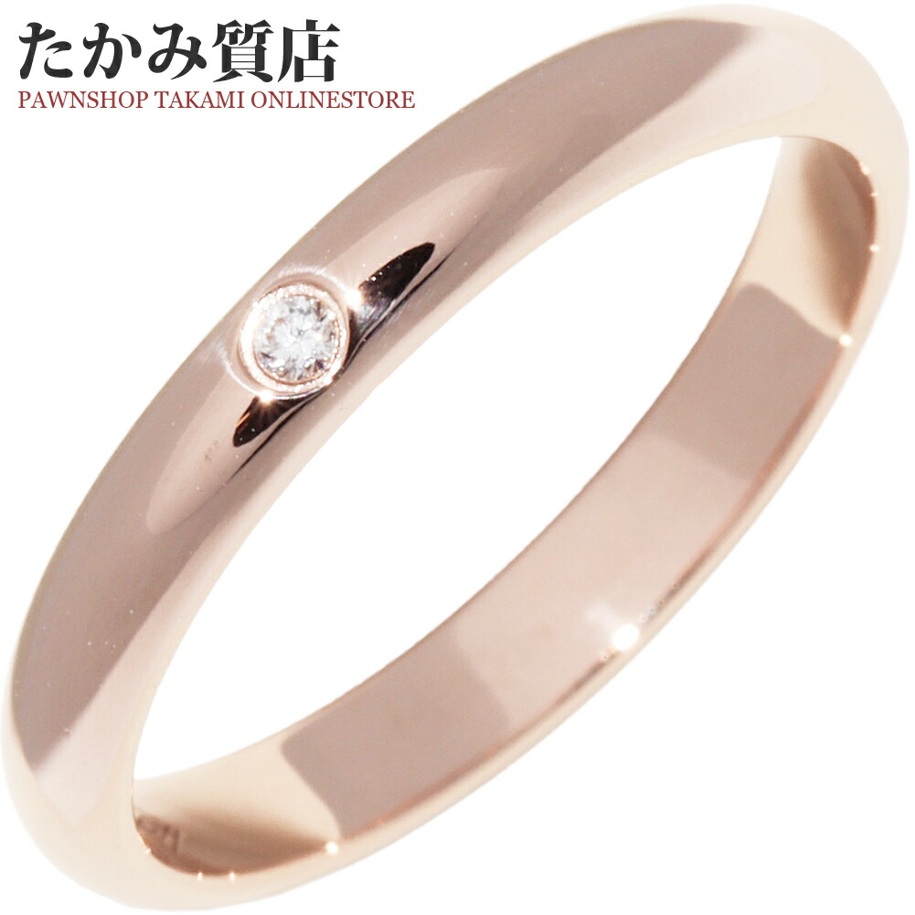 カルティエ 指輪 K18PG ダイヤ1P(0.01ct) 1895ウェディングリング クラシックウェディングリング 幅2.6ミリ B40882 #48(約8号)|たかみ質店店