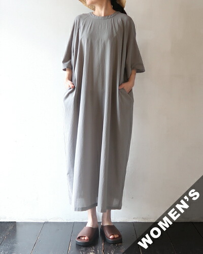 evam eva エヴァムエヴァ 衣装 レディース cotton raglan one-piece - 84 DOVE GRAY 綿織物 ラグラン衣装 E261T120 貨物輸送無料