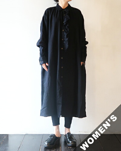 GUPTIHA グプティハ 衣装 レディース Hand Span Cotton Linen_Dress - BLACK 御手々渡り間 綿織物 リネン 御召しもの 15243-999 貨物輸送無料