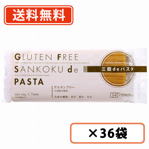 エントリーしてポイント５倍！5月23日20時スタート！<br>創健社 三穀deパスタ 180g×36袋(12袋入×3ケース)　【送料無料(一部地域を除く)】　グルテンフリー