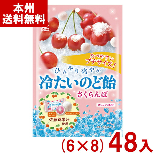 パイン 60g 冷たいのど飴さくらんぼ (6&times;8)48入 (期間限定 のどあめ のどケア 飴 キャンディ 個包装 お菓子 お菓子 景品) (Y12) (本州送料無料)｜ゆっくんのお菓子倉庫