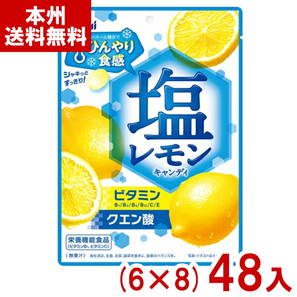 アサヒグループ食品 62g 塩レモンキャンディ (6×8)48入 (最短当日出荷) (栄養機能食品 飴 お菓子) (Y12) (賞味期限2029.1月末) (レ) (本州送料無料)*|ゆっくんのお菓子倉庫