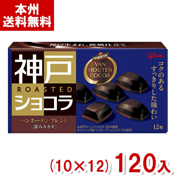 江崎グリコ 神戸ローストショコラ バンホーテンブレンド 深みカカオ (10&times;12)120入 (Y10)(本州送料無料)｜ゆっくんのお菓子倉庫