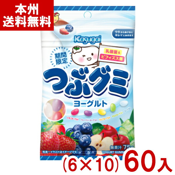 春日井製菓 75g つぶグミ ヨーグルト (6×10)60袋入 (期間限定 小粒 グミ お菓子 おやつ 景品 ばらまき) (ケース販売)(Y80) (本州送料無料)