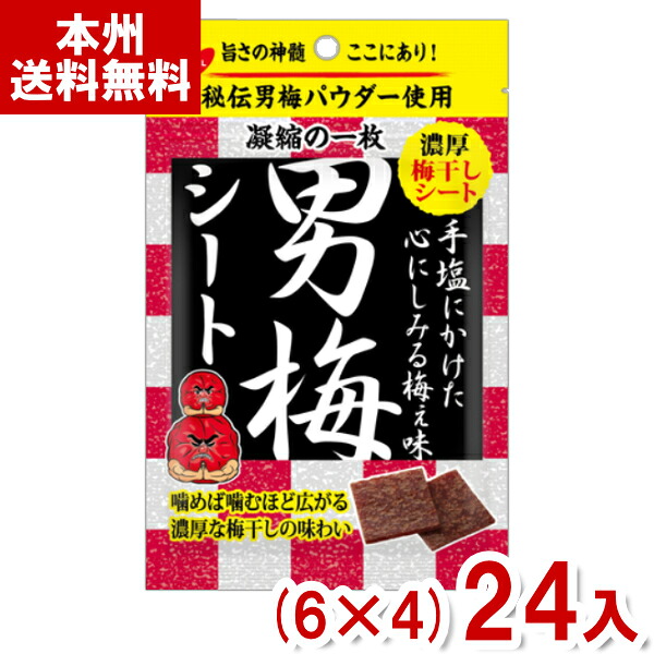 ノーベル 27g 男梅シート (6×4)24入 (熱中症対策 塩分補給 うめ 梅ぼし すっぱい お菓子 景品 まとめ買い) (Y80) (本州送料無料)