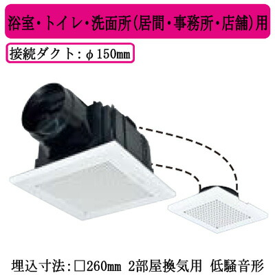 未開封 三菱電機 天井埋込形換気扇 2部屋用低騒音形 VD-15ZFC14 vd-15zfc14.jpg