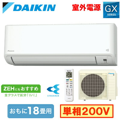 ダイキン S564ATGV-W (おもに18畳用) ルームエアコン GXシリーズ 2024年モデル 水内部クリーン機能\\付 単相200V 室外電源 住宅設備用 取付工事費別途