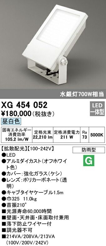 オーデリック XG454052 エクステリア LED真四角注目の的 投光照明器 マーキュリー灯700W好いかげんに 昼白いこと 非調光 防雨型 鳴りひびく配光 ともし火物の具 アウトドアともし火 壁面・上昇限度面・床面滑りだし兼用 ライト・照明器具-インテリア・寝具・収納