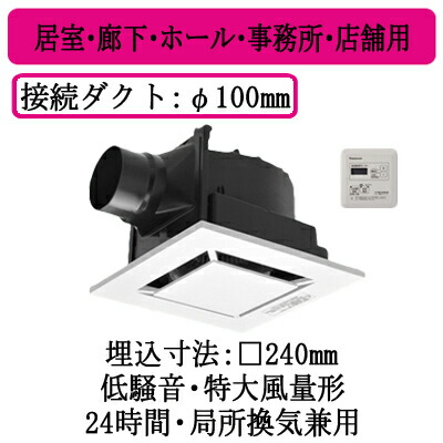 パナソニック XFY-24JG8T/88 天井埋込形換気扇 グループ制御コントローラー付 ルーバー組合せ品番 居室 廊下 ホール 事務所 店舗用 低騒音形 特大風量形