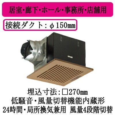 パナソニック XFY-27BKA7/87 天井埋込形換気扇 ルーバー組合せ品番 風量切替機能内蔵形(4段階) 居室 廊下 ホール 事務所 店舗用 低騒音形