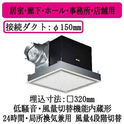 パナソニック XFY-32BKA7/26 天井埋込形換気扇 ルーバー組合せ品番 風量切替機能内蔵形(4段階) 居室 廊下 ホール 事務所 店舗用 低騒音形