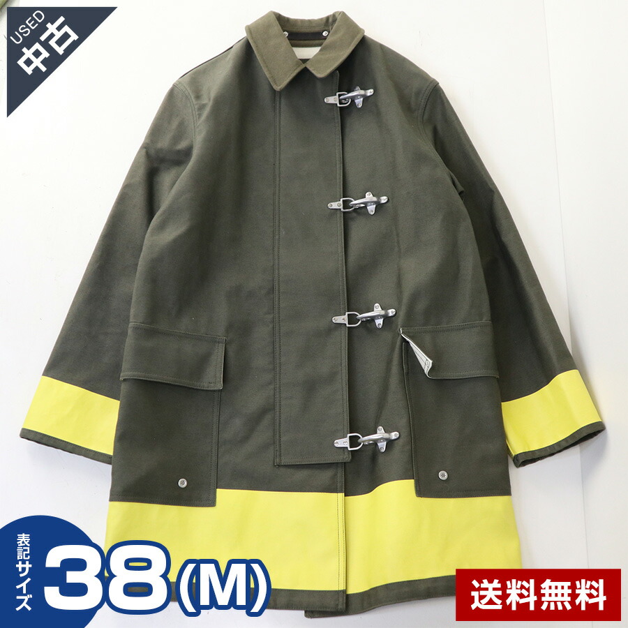 【中古】 美品 ビューティー&ユース ユナイテッドアローズ ファイアーマンコート Mサイズ 38 カーキ BEAUTY&YOUTH ミリタリー ワーク ロングコート メンズ 古着 ★383v25|たからぶねweb店