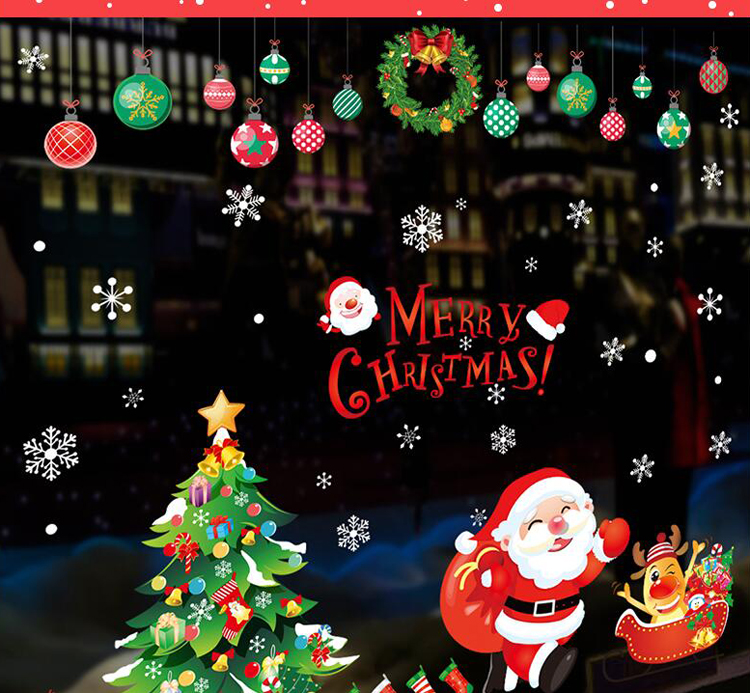 送料無料 ウォールステッカー クリスマスツリー サンタクロース トナカイ 大 ガラス 星 雪 ウォールシール 壁紙 雪だるま ウィンドウクリスマス Christmas 木 プレゼント 雪の結晶 オーナメント 壁シール 子供部屋 かわいい 大きい 特大
