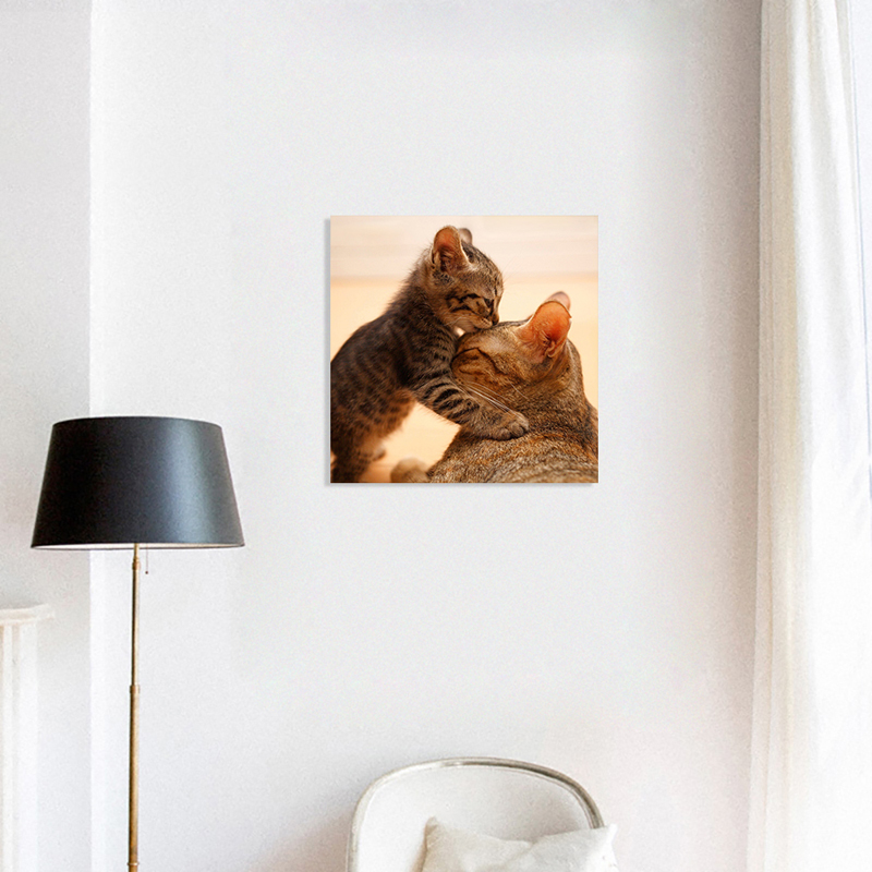 絵 ネコの親子 キャンバス絵画 絵画 ファブリックパネル アートパネル インテリア 猫 ポスター キス 子猫 おしゃれ 壁掛け