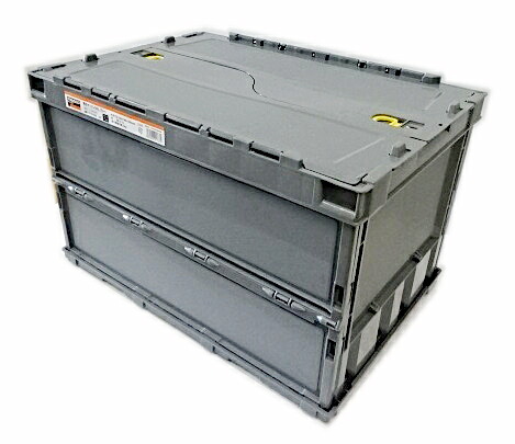 【未当てはめる】 TRUSCO トラスコ中山 薄型折りたたみ容れもの TR-C50B GY ［10個書き割り］ / 50L 鍵を掛けるフタ付 薄墨色  / オリコン 容れものボックス席 収納箱 プラコン プラボック