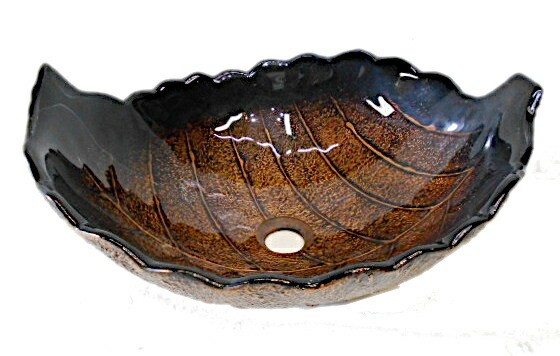 【見せびらかす品】 強化因子硝子製 洗面どんぶり鉢 / W42.5×D34×H18珊 / 洗面器 室内用便器器 / 落葉 落ち葉 木の葉 和今めかしい 今めかしい