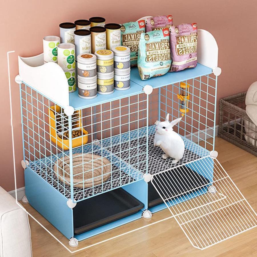 ウサギの檻 ウサギ小屋 ラビットサークル ペットフェンス ドア付 透明犬猫うさぎ バリアゲート 小動物フェンス 小犬ケージ うさぎのスッ