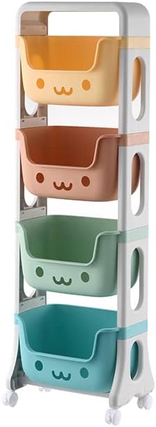 収納ワゴン ラック 4段 蓋あり おもちゃ 乳児 キッズ キャスター付き ストッパー付き 大容量 39×25×123センチ 6,380円