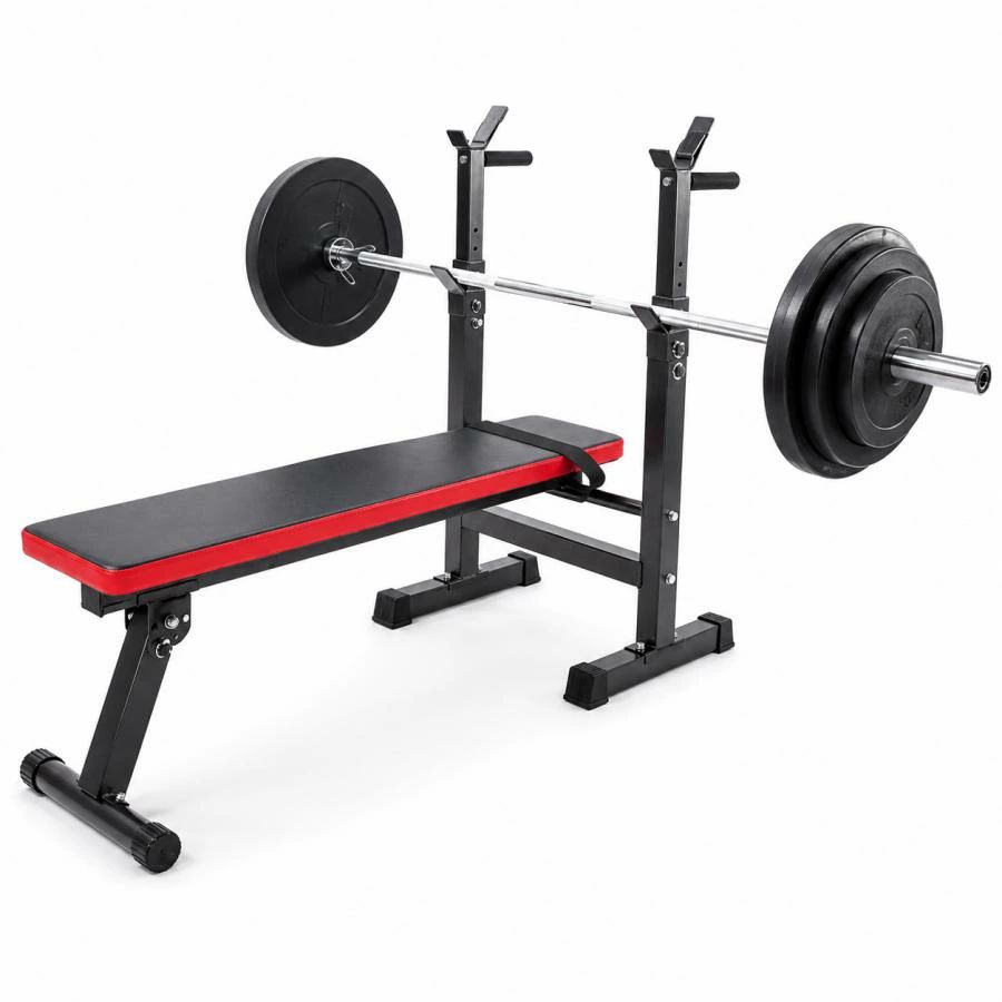 バーベル台付き フラットベンチ トレーニングベンチ ベンチプレス ダンベル トレーニング 筋トレ シットアップベンチ 腹筋 バーベルラッ｜TAKARAMONSTER