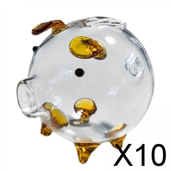 10x せつ然たる硝子豚積み立てる箱、澄み切った豚積み立てる箱、せつ然たる豚切り詰めるポット愛くるしい積み立てる箱、フェスティバルギフトデスクトップかざり付ける