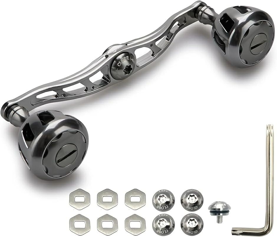 130/120mm リール ハンドル 32mmノブ搭載 シマノ ダイワ 通用 MDM( 120mm - ガンメタル, 120mm/130mm)｜TAKARAMONSTER