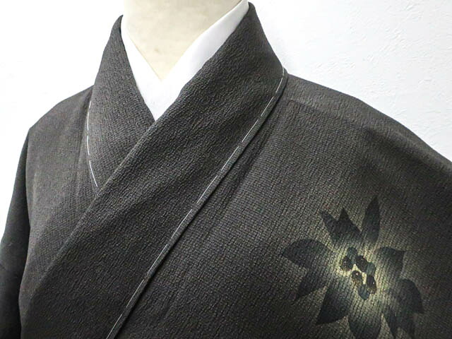 【中古】リサイクル着物 紬 単衣 二部式 花文 未使用品 身丈約51.5cm 裄丈約61cm sok7z06-5【リサイクル】宝の山｜アイディーネット宝の山店