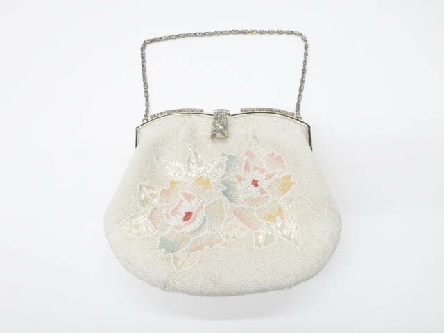 楽天市場】ヴィンテージ ビーズバッグ 仏製 ビーズ総刺繍 お花