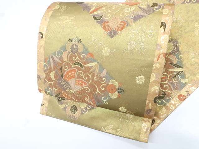 【中古】袋帯 六通柄 蝶 金糸 正絹 美品 kyo7b10-306【リサイクル】宝の山