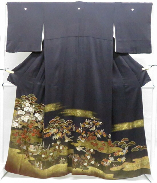【中古】リサイクル着物 色留袖 五つ紋 金駒刺繍 鴛鴦 比翼仕立 正絹 着物 身丈約162cm 裄丈66.5cm kyo8z02-229【リサイクル】宝の山 12,705円