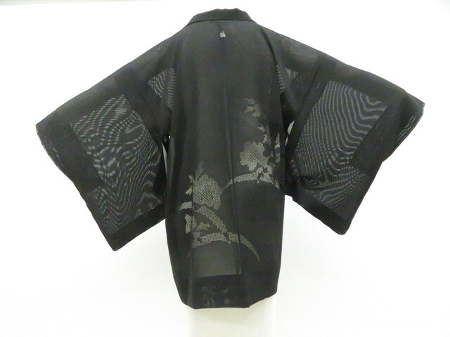 【中古】リサイクル着物 黒羽織 縫紋 しつけ付 羽織紐別売り 正絹 着物 美品 身丈約80cm 裄丈64cm kyo8z02-317【リサイクル】宝の山