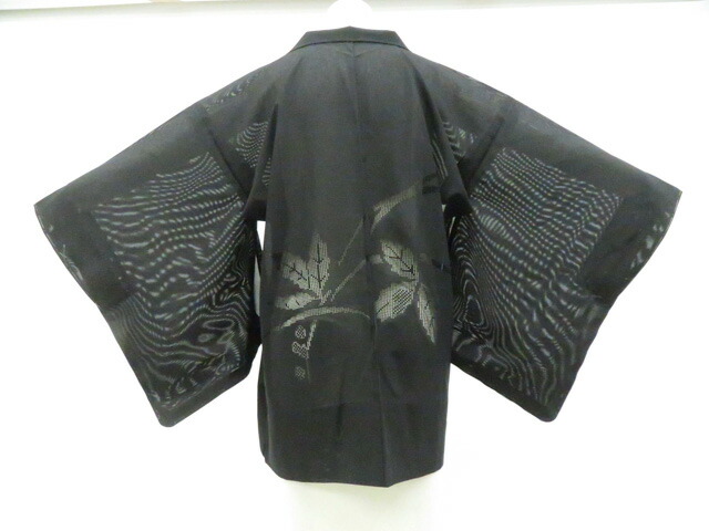 【中古】リサイクル着物 黒羽織 夏物 夏 羽織紐付 正絹 着物 美品 身丈約74.5cm 裄丈62.5cm kyo8z03-339【リサイクル】宝の山