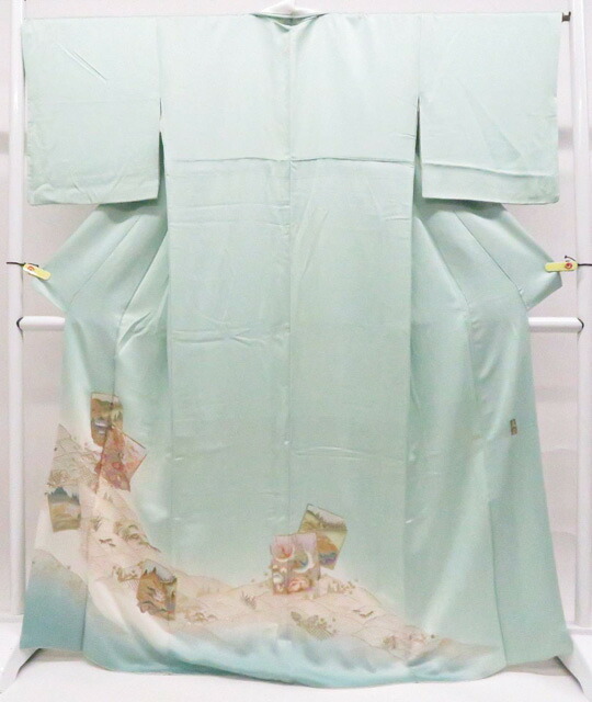 【中古】リサイクル着物 色留袖 作家物 落款入り 和田光正 金彩 一つ紋 訪問着仕立 正絹 着物 身丈約168cm 裄丈68cm r8z03-40【リサイクル】宝の山