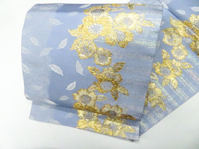 【中古】リサイクル着物 袋帯 六通柄 金糸 花 正絹 美品 r8b03-47【リサイクル】宝の山