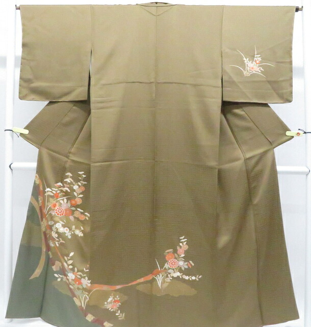 【中古】リサイクル着物 訪問着 未使用 金彩 雲 花 しつけ付 正絹 着物 美品 身丈約156cm 裄丈約64.5cm kyo8z03-379[仕立て上がり 和服 アウトレット リサイクル着物 入学式 卒業式 結婚式 母 七五三 お宮参り パーティー ランチ 通販 アイディーネット きもの]宝の山