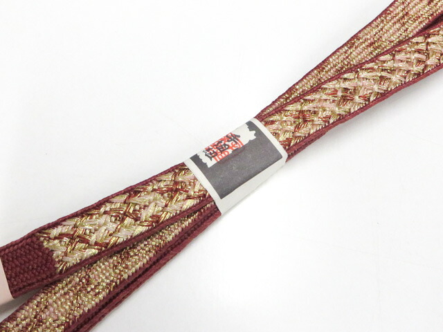 【中古】和装小物 未使用 帯締め 帯締 三彩金 平組 手組 金糸 撚り房 美品 r8w06-788【リサイクル】宝の山｜アイディーネット宝の山店
