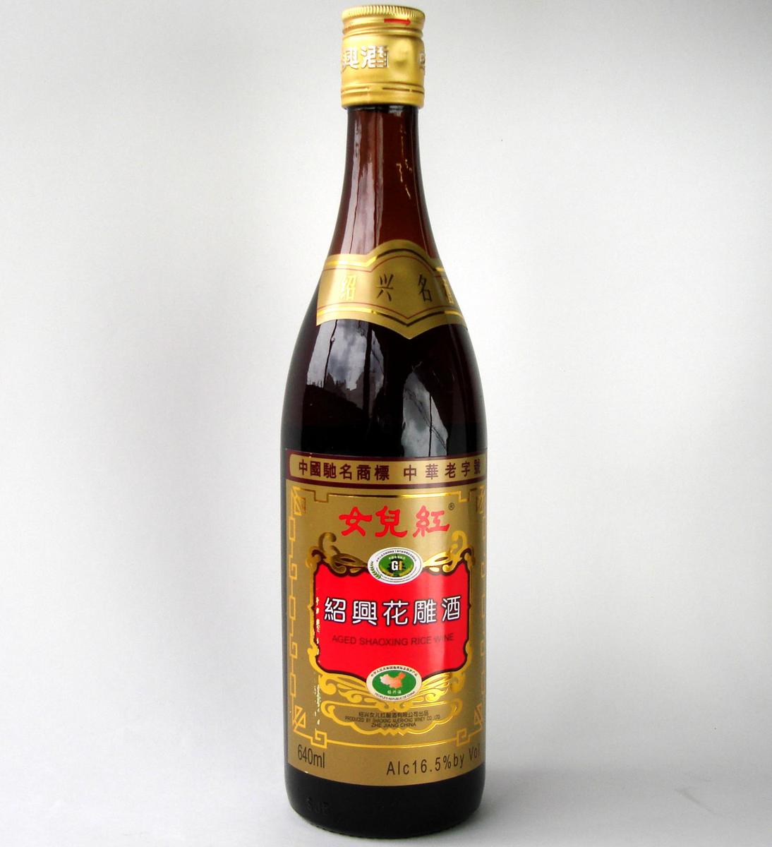 陳年紹興酒640ml／瓶【女児紅　紹興花彫酒】 (金ラベル丸瓶)中国酒(yu) | 宝島　台湾中華・世界グルメの店