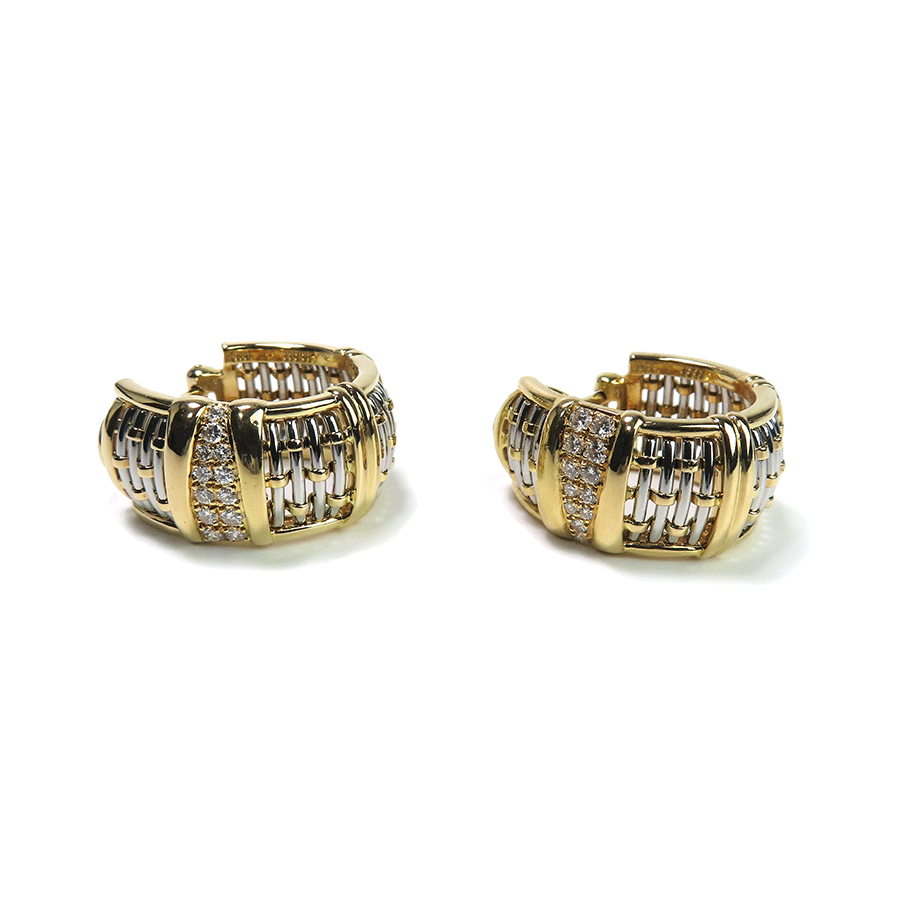 Cartier　カルティエ　バスケット　イヤリング　AU750　K18　ステンレススティール　金　YG/SS　美品　【全国送料無料】【中古】