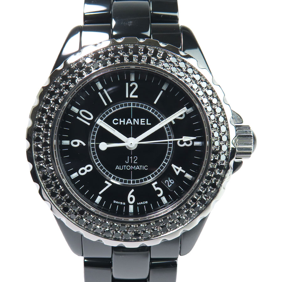 CHANEL　J12　H1417　automatic　シャネル　ブラックダイヤモンド　機械式　自動巻　腕時計　chanel　j12 h1417 　一年内部保証　【全国送料無料】【中古】【動画】