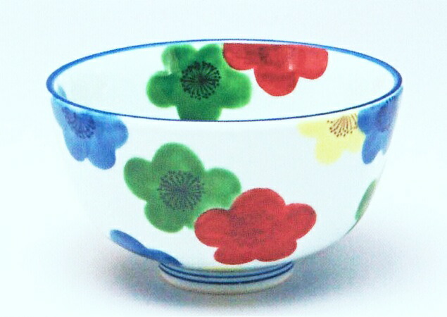 【有田焼】【源右衛門窯】 染錦梅花飯碗 （赤）【源右衛門】【古伊万里】 高級 ギフト 和食器 genemon Gen-emon Kiln｜貴陶 Takatoh
