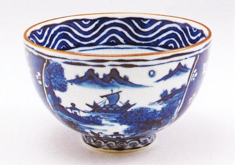 有田焼】【源右衛門窯】 染錦水鳥図小丼【源右衛門】【古伊万里】 高級