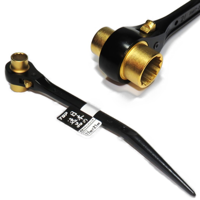 トップ工業 黒金ラチェットレンチ 17×21 RM-17×21N-BTBG【鳶仕様ラチェットレンチ シノ付 ラチェットレンチ 足場 番線 TOP工業】