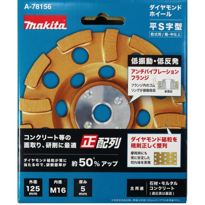 マキタ 125粍 金剛石車輪 平S字型 A-78156【面取 優勝杯 金剛石 レコード盤圧砕機 混凝土】