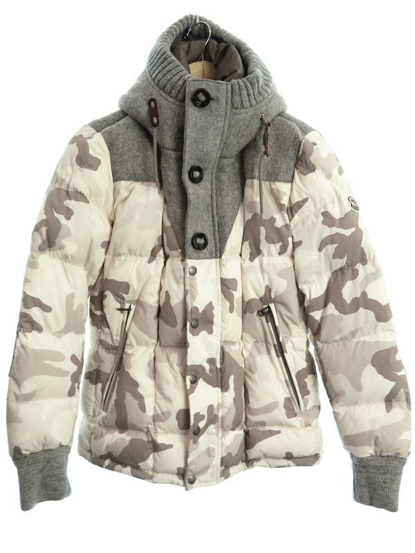 値頃 コート ジャケット Moncler 迷彩柄 ルーマニア製 アウター モンクレール Beaumont 1週間保証 中古 ブルゾン メンズ Size1 13 カモフラ柄ダウンジャケット Dgb Gov Bf