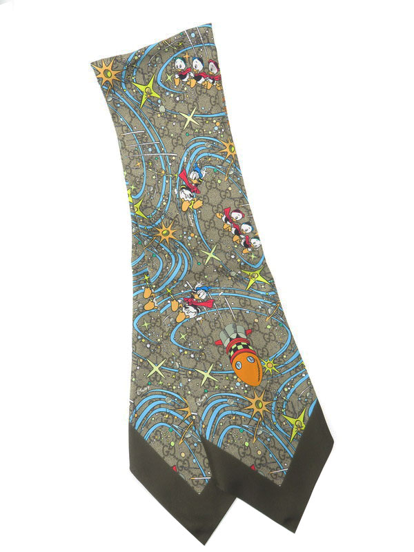 Gucci ディズニー イタリア製 グッチ ドナルドダック シルクネックボウ 3g001 レディース スカーフ 1週間保証 中古 septicin Com