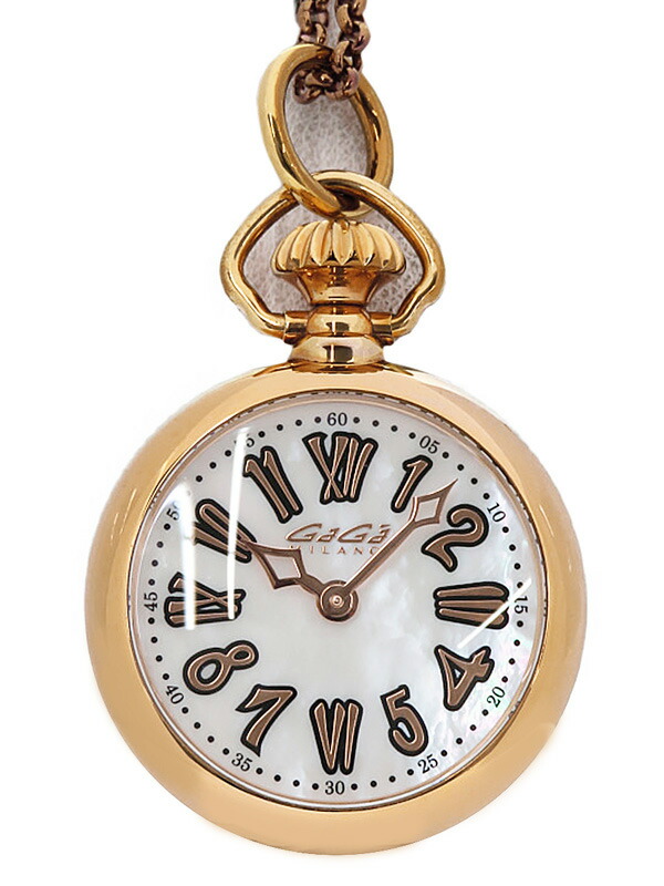 Gaga Milano チェーン 懐中時計 年購入 オープンフェイス 電池交換済 ガガミラノ ポケットウォッチ 7001 02 1週間保証 中古 Ceconsolidada Cl