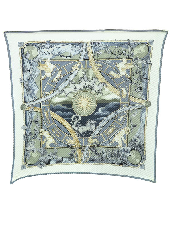 美品 HERMES エルメス スカーフ カレ プリーツ RYTHMES リズム