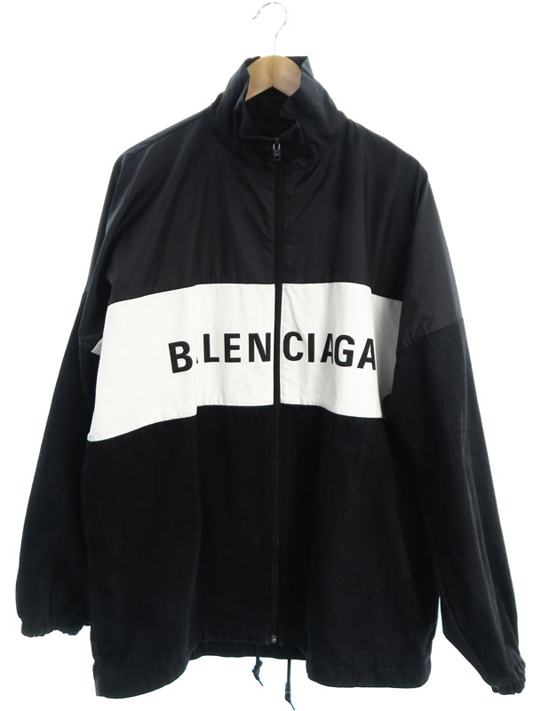 【BALENCIAGA】バレンシアガ『ロゴプリントデニム切り替えポプリンシャツブルゾン size34』529213 TB003 2019 メンズ  ジップアップジャケット 1週間保証【中古】 | 高山質店