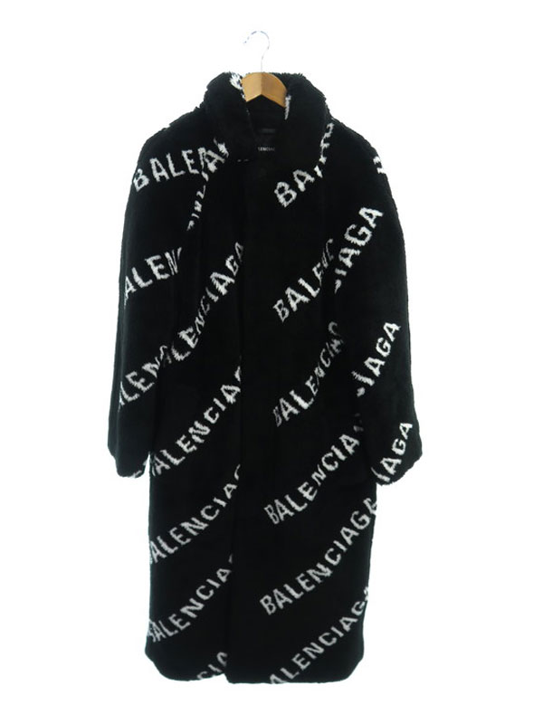楽天市場】BALENCIAGA 2019AW Oversized Logo Faux Fur Coat
