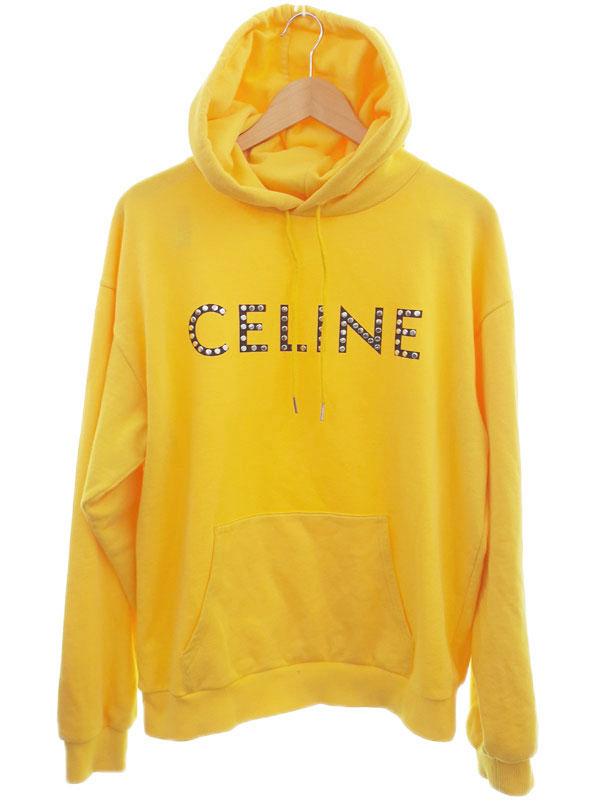 ✨超美品✨１回試着のみ CELINE イエロー パーカー フード付き セリーヌ パーカー 偽物 ルーズスウェットシャツ コットン