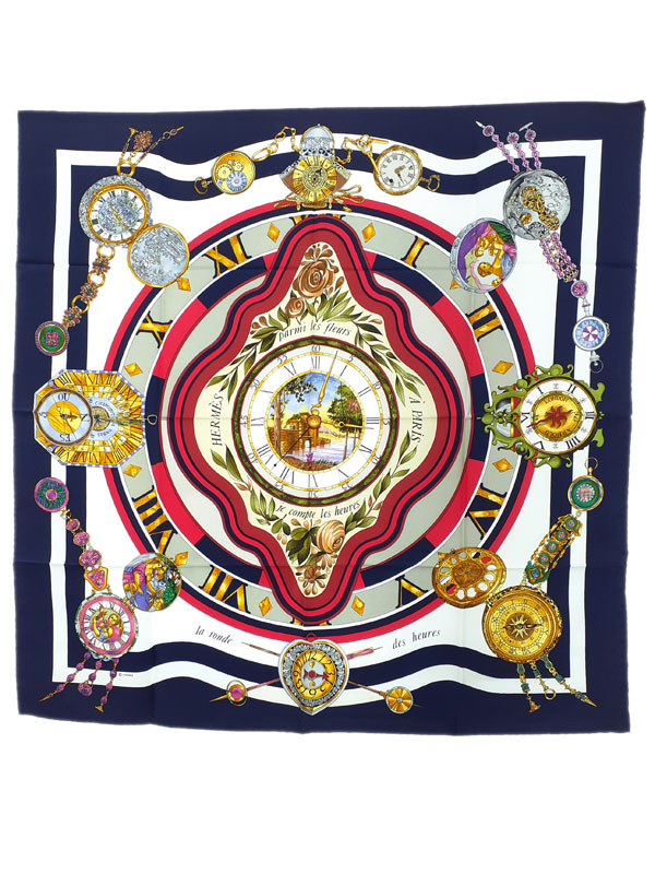 HERMÈSスカーフ La Ronde des Heures時の輪舞 カレ90 HERMES エルメス カレ90 la ronde des heures 時の輪舞 マルチ